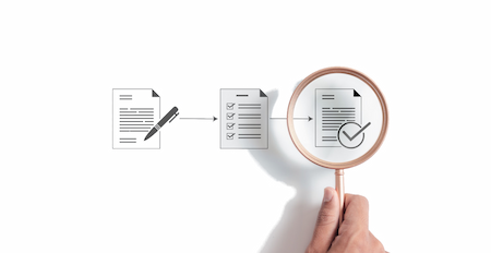 Magnifying glass looking closely at solar contract